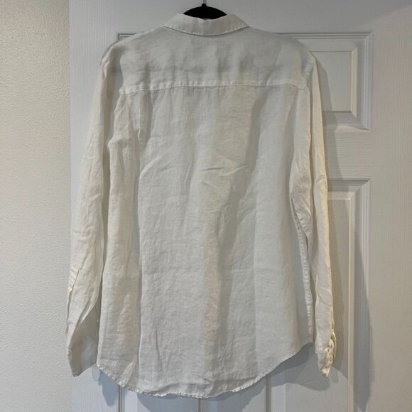 Perry Ellis Men's Solid Linen White Popover Shirt Size Medium - Picture 3 of 4